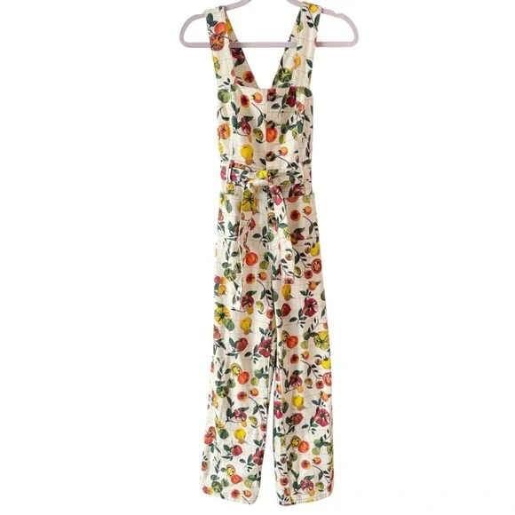 Rachel Antonoff Clem Pinafore Jumpsuit - Family Heirloom Tomato Print Size: 0 - Picture 3 of 12